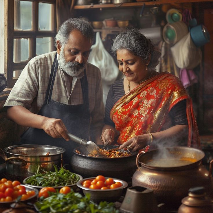 A local person preparing food in a traditional kitchen