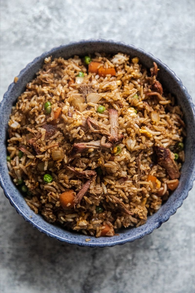 A traditional meal of smoked pork and rice