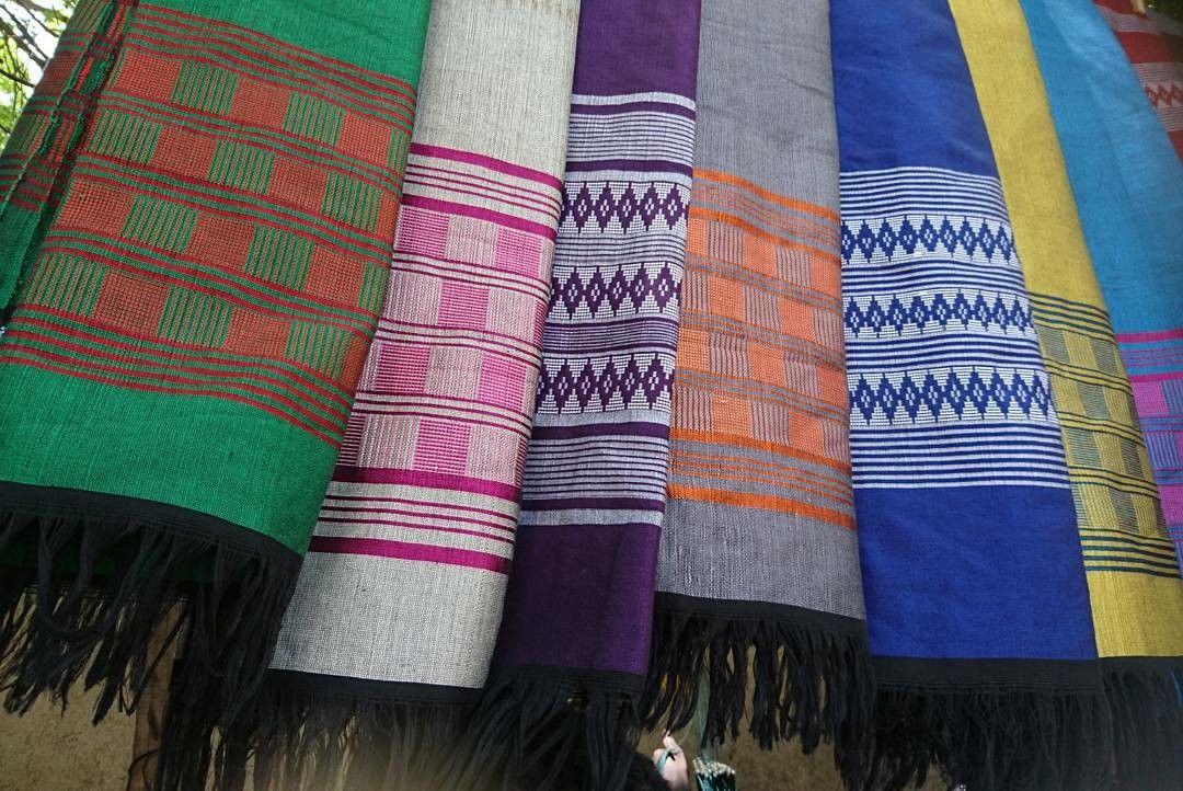 A colorful, handwoven shawl from a local artisan in Meghalaya